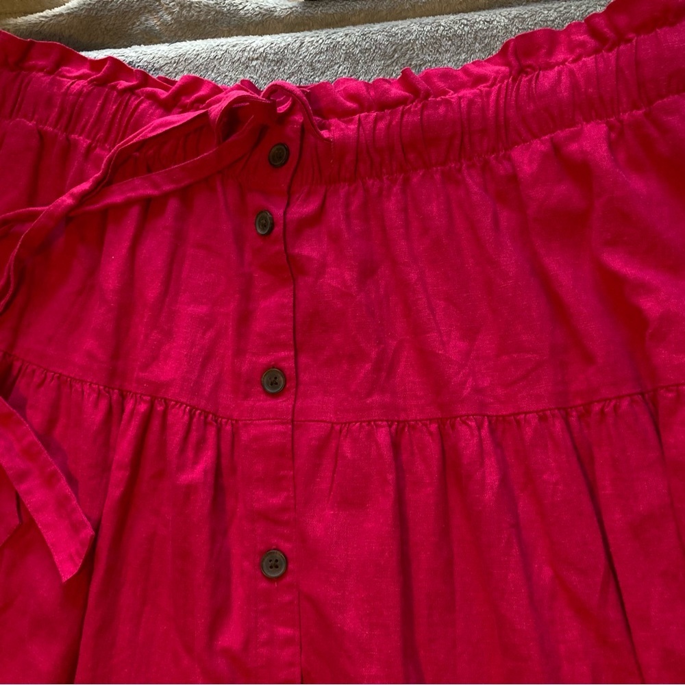 NWT Universal Thread Bright Pink Button Down Skirt w/Paper Bag Drawstring Waist - Picture 9 of 9